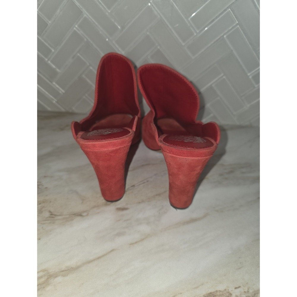 Vince Camuto Gerty Suede Block Heel High Vamp Mules, Size 5.5 Glamour Red - Picture 6 of 6